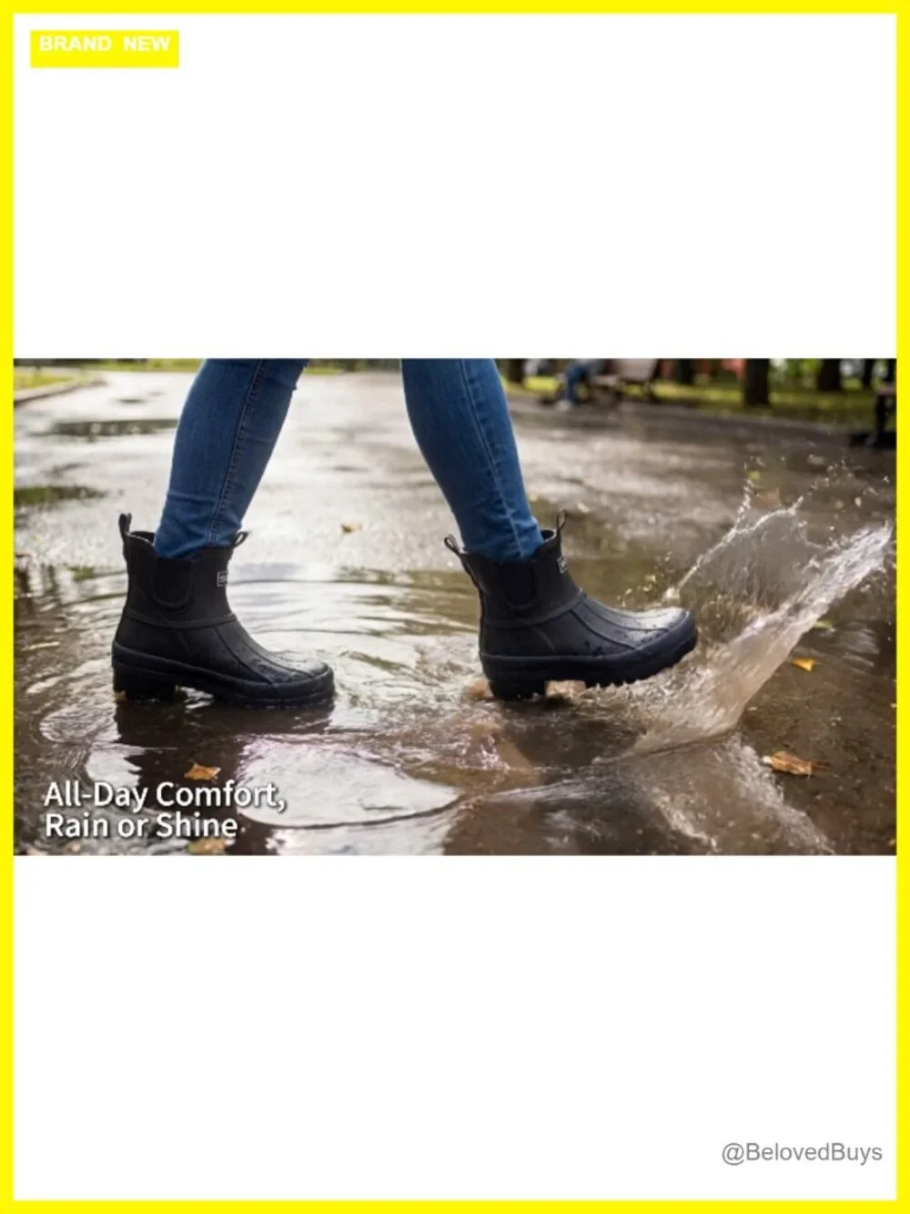 Women's Duck Chelsea Rain Boots, Waterproof Short Garden Mud Boots